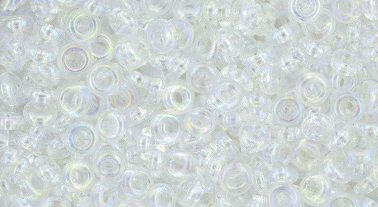 Toho Demi Round 8/0 Seed Bead, Transparent-Rainbow Crystal, TN-08-161 - Barrel of Beads