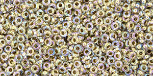 Toho Demi Round 11/0 Seed Bead, Gold-Lined Rainbow Crystal, TN-11-994 - Barrel of Beads