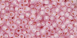 Toho 11/0 Round Japanese Seed Bead, #2105PF, PermaFinish Silver Lined Milky Baby Pink