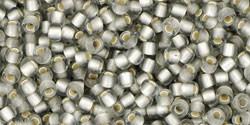 Toho 11/0 Round Japanese Seed Bead, TR11-29AF, Silver Lined Frost Black Diamond - Barrel of Beads
