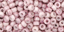 Toho 8/0 Round Japanese Seed Bead, TR8-1200, Marbled Opaque White/Pink - Barrel of Beads