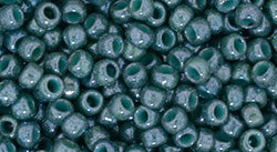 Toho 8/0 Round Japanese Seed Bead, TR8-1207, Marbled Opaque Turquoise/Blue - Barrel of Beads
