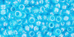 Toho 8/0 Round Japanese Seed Bead, TR8-163, Transparent AB Aqua - Barrel of Beads
