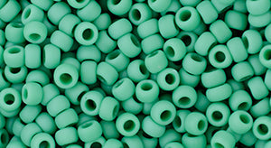 Toho 8/0 Round Japanese Seed Bead, TR8-55DF, Opaque Green Turquoise Matte, 17 grams