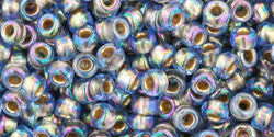 Toho 8/0 Round Japanese Seed Bead, TR8-997, Gilt Lined AB Light Sapphire - Barrel of Beads