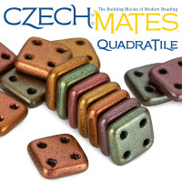 CzechMates QuadraTile 6mm Four Hole Czech Glass Bead
