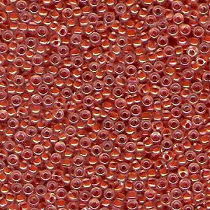 Miyuki 8 Round Seed Bead, 8-214, Salmon Lined Crystal, 10 grams