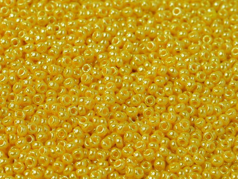 Miyuki 11 Round Seed Bead,11-0422D, Opaque Dark Yellow Luster, 13 grams
