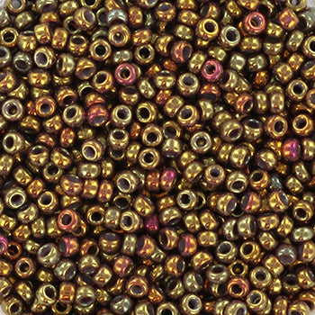 Miyuki 11 Round Seed Bead, 11-1966, Metallic Earth Batik Gold Iris, 13 grams