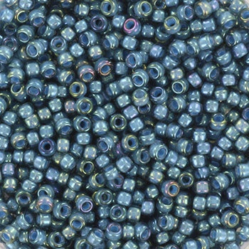 Miyuki 11 Round Seed Bead, 11-2256, Inside Dyed Stormy Teal, 13 grams