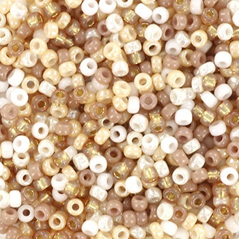 Miyuki 11 Round Seed Bead, Mix - Soft Beige, 22 grams