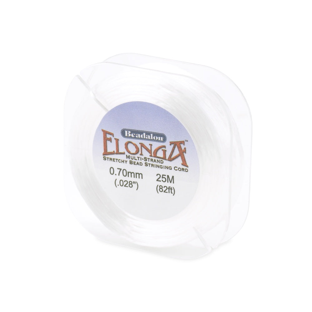 Elonga, Multi-Strand Gossamer Floss Stretch Cord, 0.7 mm (.028 in), White, 25 m