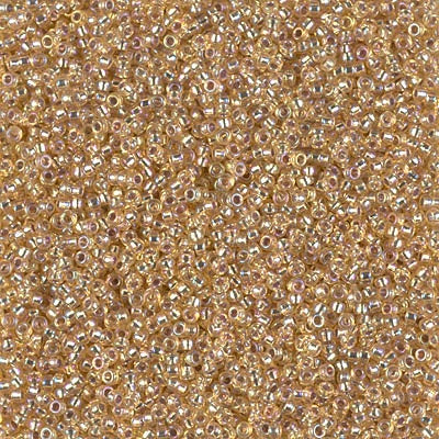 Miyuki 15/0 Round Seed Bead, 15-1003, Silverlined Gold AB, 8 grams