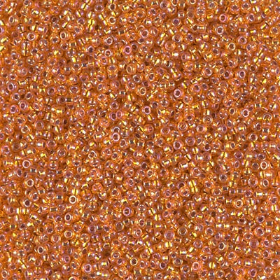 Miyuki 15/0 Round Seed Bead, 15-1008, Silverlined Orange AB, 8 grams