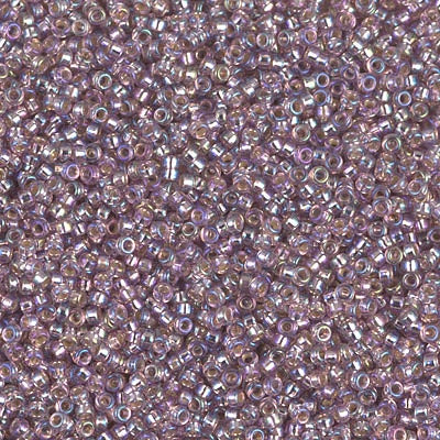 Miyuki 15/0 Round Seed Bead, 15-1012, Silverlined Smoky Amethyst AB, 8 grams