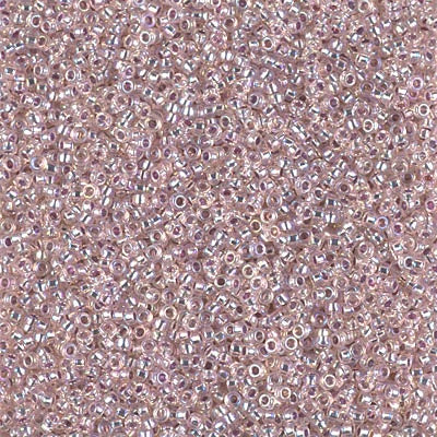 Miyuki 15/0 Round Seed Bead, 15-1023, Silverlined Light Blush AB, 8 grams
