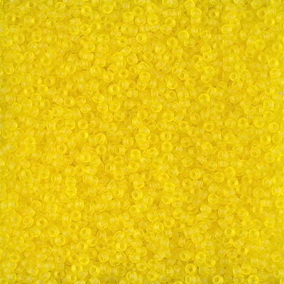 Miyuki 15/0 Round Seed Bead, 15-0136F, Matte Transparent Yellow, 8 grams