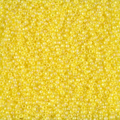 Miyuki 15/0 Round Seed Bead, 15-0136FR, Matte Transparent Yellow AB, 8 grams