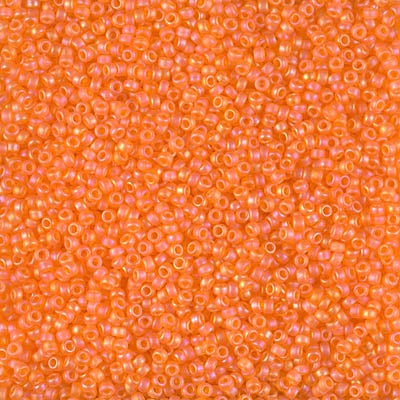 Miyuki 15/0 Round Seed Bead, 15-0138FR, Matte Transparent Orange AB, 8 grams