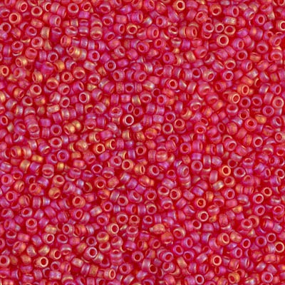 Miyuki 15/0 Round Seed Bead, 15-0140FR, Matte Transparent Red Orange AB, 8 grams