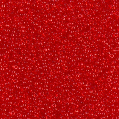 Miyuki 15/0 Round Seed Bead, 15-0140, Transparent Red Orange, 8 grams