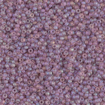 Miyuki 15/0 Round Seed Bead, 15-0142FR, Matte Transparent Smoky Amethyst AB, 8 grams