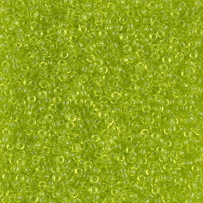 Miyuki 15/0 Round Seed Bead, 15-0143, Transparent Chartreuse, 8 grams