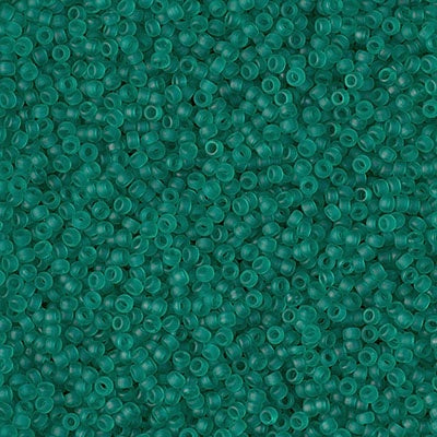 Miyuki 15/0 Round Seed Bead, Matte Transparent Emerald, #147F, 8 grams