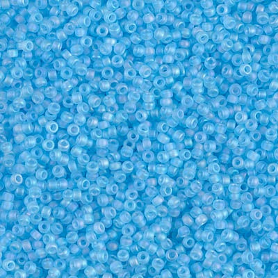 Miyuki 15/0 Round Seed Bead, 15-0148FR, Matte Transparent Aqua AB, 8 grams