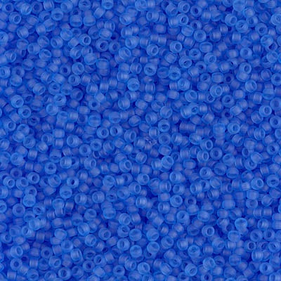 Miyuki 15/0 Round Seed Bead, Matte Transparent Sapphire, #150F, 8 grams