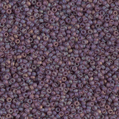 Miyuki 15/0 Round Seed Bead, Matte Dark Smoky Amethyst AB, #153FR, 8 grams