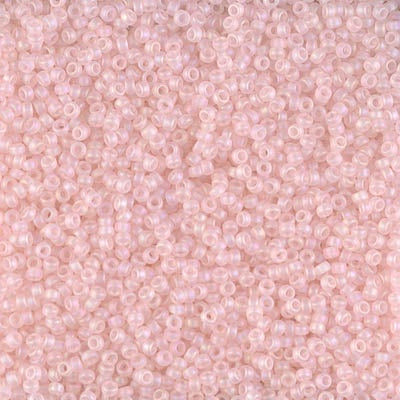Miyuki 15/0 Round Seed Bead, 15-0155FR, Matte Transparent Light Tea Rose AB, 8 grams