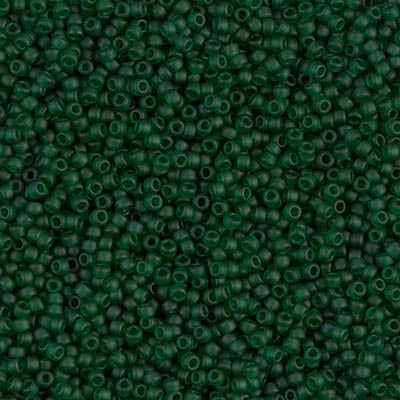 Miyuki 15/0 Round Seed Bead, 15-0156F, Matte Transparent Dark Emerald, 8 grams