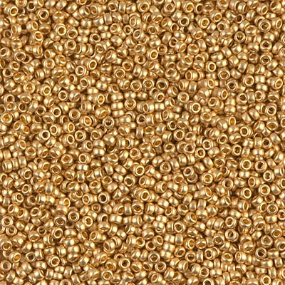 Miyuki 15/0 Round Seed Bead, 15-0191F, Matte 24kt Gold Plated, 8 grams