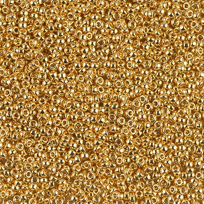 Miyuki 15 Round Seed Bead, 24kt Gold Plated, 15-0191, 8 grams