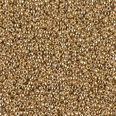 Miyuki 15/0 Round Seed Bead, 15-0193, 24kt Gold Light Plated, 8 grams