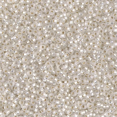 Miyuki 15/0 Round Seed Bead, 15-0001F, Matte Silverlined Crystal, 8 grams