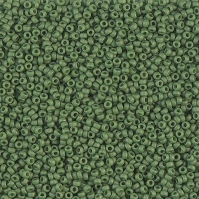 Miyuki 15/0 Round Seed Bead, Matte Opaque Olive, #2318, 8 grams