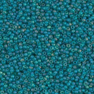 Miyuki 15/0 Round Seed Bead, 15-2405FR, Matte Transparent Teal AB, 8 grams