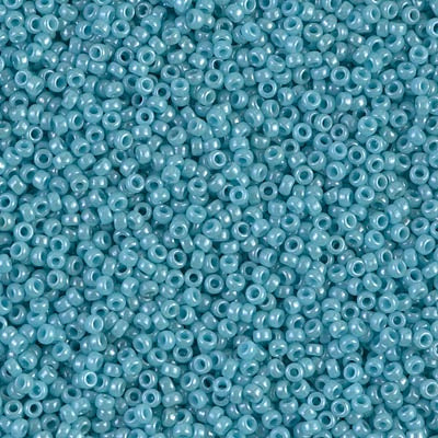 Miyuki 15/0 Round Seed Bead, Opaque Turquoise Green Luster, #2470, 8 grams