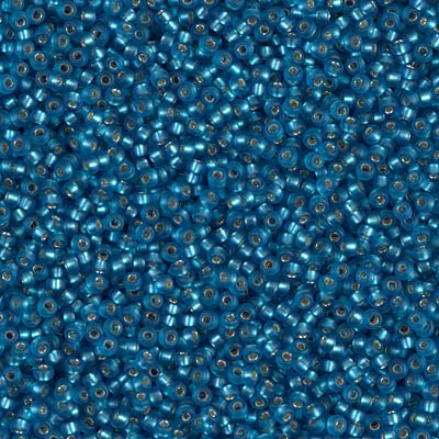 Miyuki 15/0 Round Seed Bead, 15-0025F, Matte Silverlined Capri Blue, 8 grams