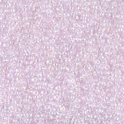 Miyuki 15/0 Round Seed Bead, Pink Lined Crystal AB, #266, 8 grams