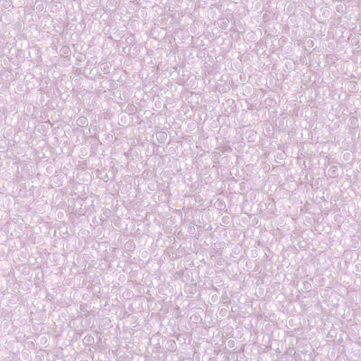 Miyuki 15/0 Round Seed Bead, Pink Lined Crystal AB, #272, 8 grams