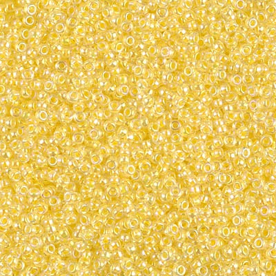 Miyuki 15/0 Round Seed Bead, Light Yellow Lined Crystal AB, #273, 8 grams