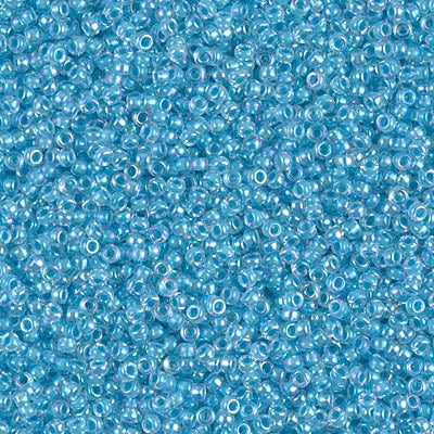 Miyuki 15/0 Round Seed Bead, Aqua Lined Crystal AB, #278, 8 grams