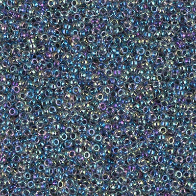 Miyuki 15/0 Round Seed Bead, 15-0283, Noir Lined Crystal AB, 8 grams