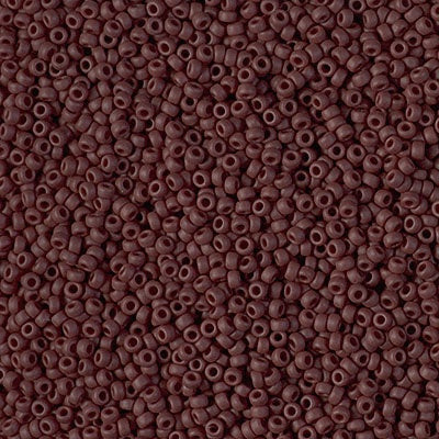 Miyuki 15/0 Round Seed Bead, Matte Opaque Chocolate, #409F, 8 grams