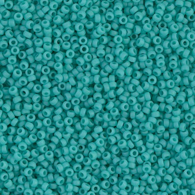 Miyuki 15/0 Round Seed Bead, 15-0412F, Matte Opaque Turquoise Green, 8 grams