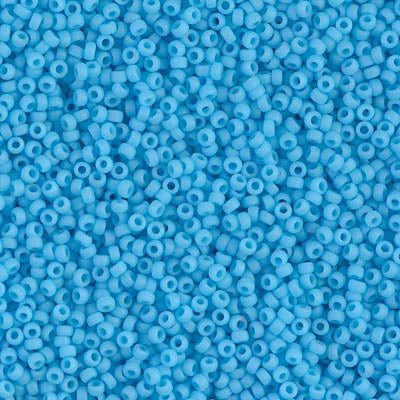 Miyuki 15/0 Round Seed Bead, 15-0413F, Matte Opaque Turquoise Blue, 8 grams