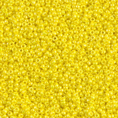 Miyuki 15/0 Round Seed Bead, 15-0472, Opaque Yellow AB, 8 grams
